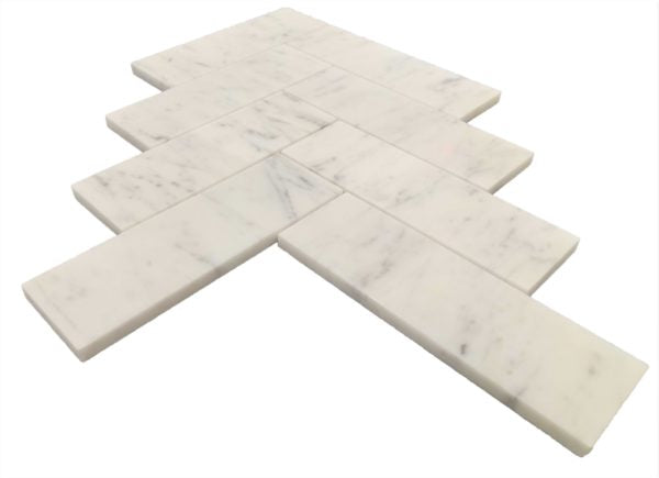 Bianco Carrara Herringbone 2×6