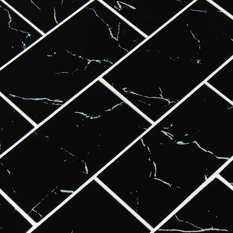 Nero Marquina Glass 3x6x8mm @17.56/sf