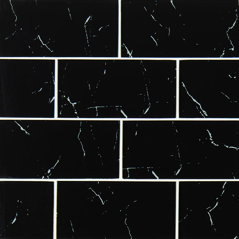 Nero Marquina Glass 3x6x8mm @17.56/sf