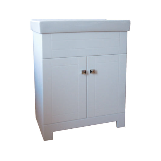 2-Door White Vanity and Ceramic Top