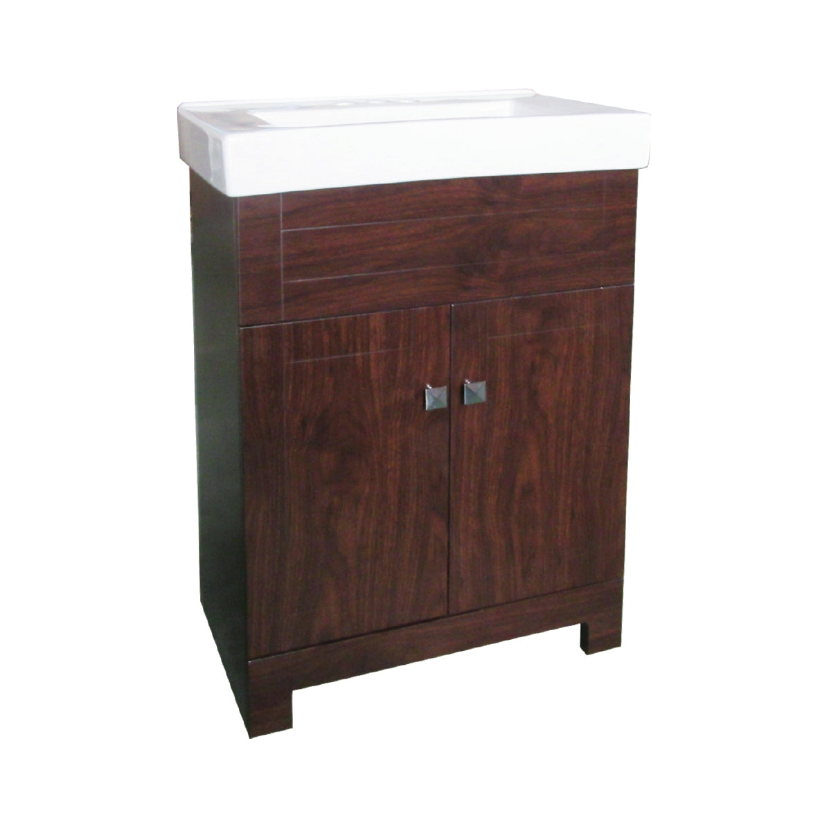 2-Door Brown Vanity and Ceramic Top