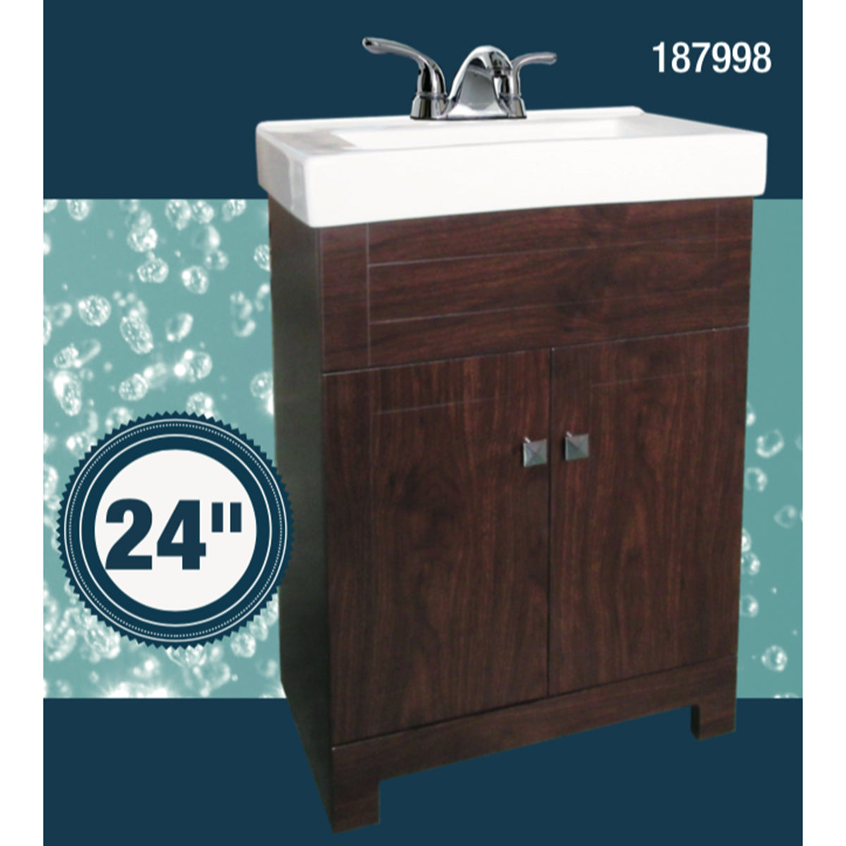 2-Door Brown Vanity and Ceramic Top
