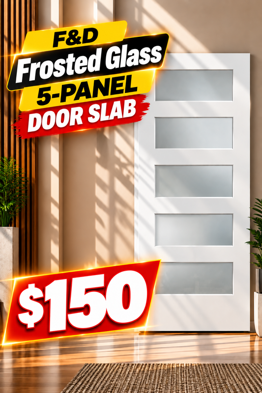 F&D Frosted Glass 5-Panel Door Slab