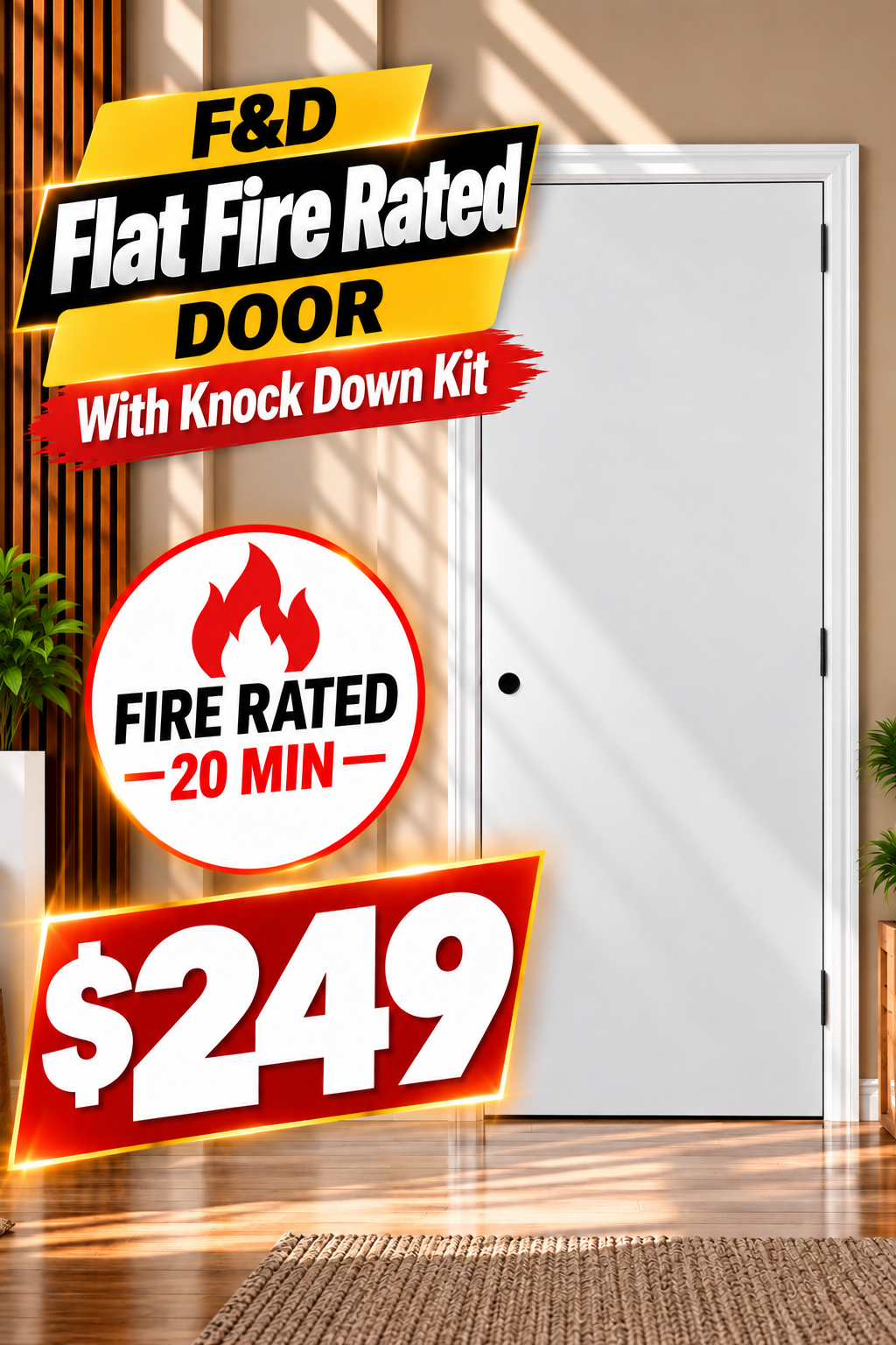 Flat Fire Rated Door With Knock Down Kit