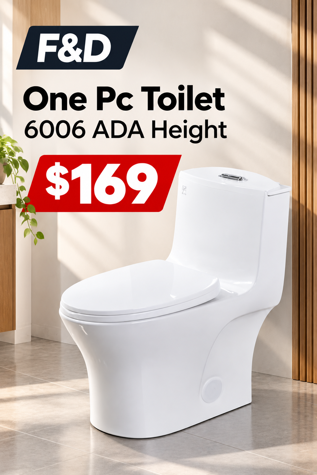 F&D One Pc Toilet 6006 ADA Height