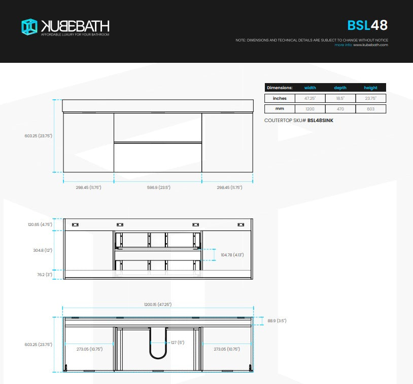 Bliss 48″ Inch Teal Green Wall Mount Single Sink Modern Bathroom Vanity