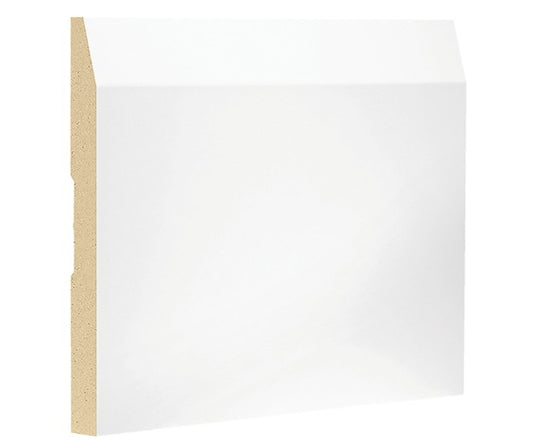 MDF Primed Modern Edge Bevel Baseboard (5-1/4" @1/LF per Length & 7-1/4" @1.40/LF per Length)