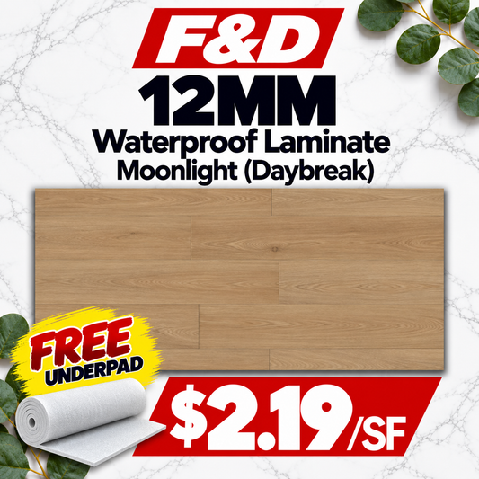 12MM Waterproof Laminate Moonlight(Daybreak) With Free Underpad @2.19/SF