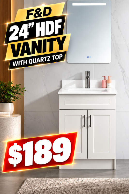24" HDF Vanity With Quartz Top
