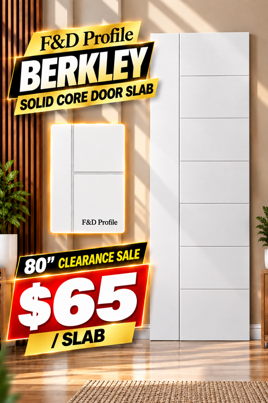 F&D Profile Berkley Solid Core Door Slab – 80" | Clearance Sale – $65/Slab