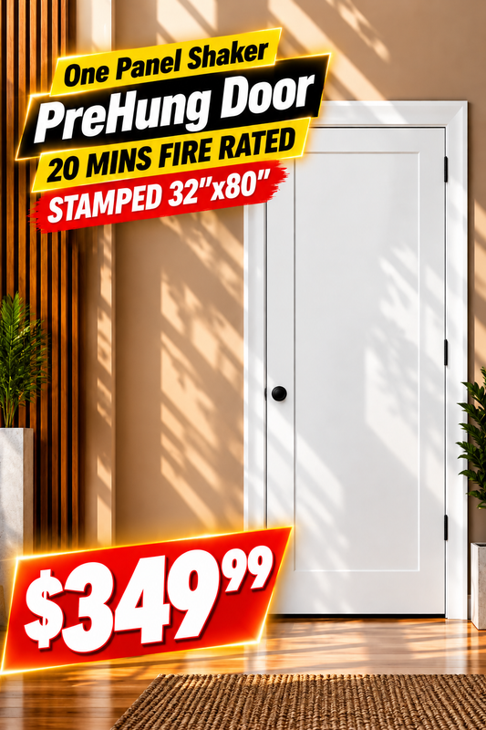 One Panel Shaker Prehung 20 Mins Fire Rated Door Stamped