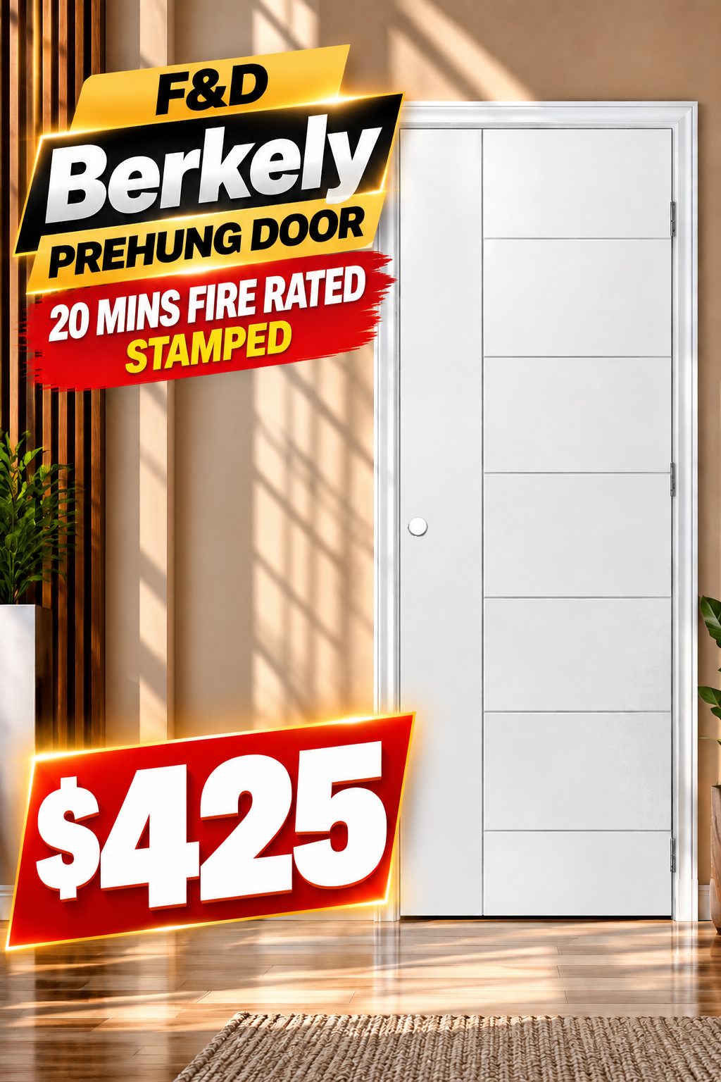 Berkely PreHung 20 Mins Fire Rated Door Stamped