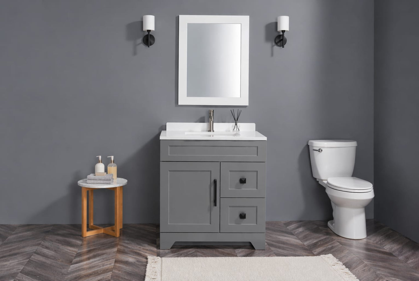 24" HDF Vanity With Quartz Top