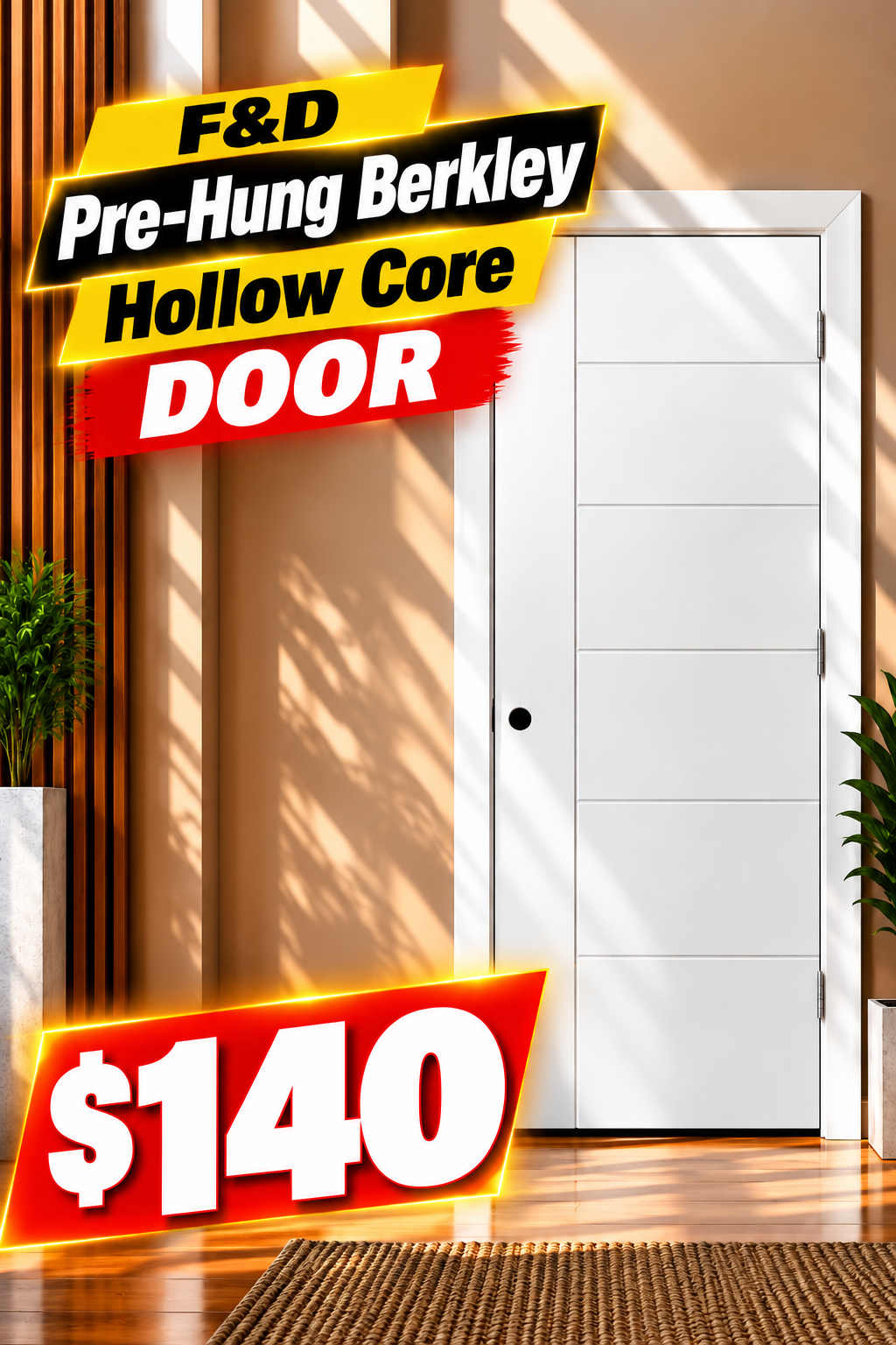 F&D Pre-Hung Berkley Hollow Core Door