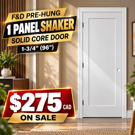 F&D 1 Panel Shaker Solid Core Pre-Hung Door 1-3/4" (96" ON SALE)