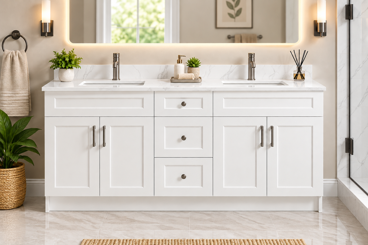 72" HDF Vanity With Quartz Top