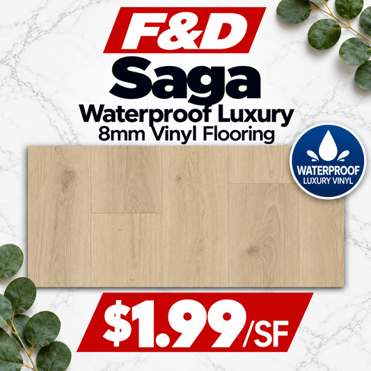 Saga Waterproof Luxury 8mm Vinyl Flooring @1.99/sf