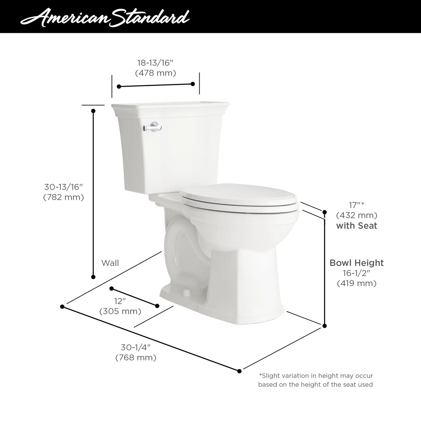 American Standard ESTATE VORMAX Elongated 4.8 LPF Two Piece Toilet Right Height White Less Seat