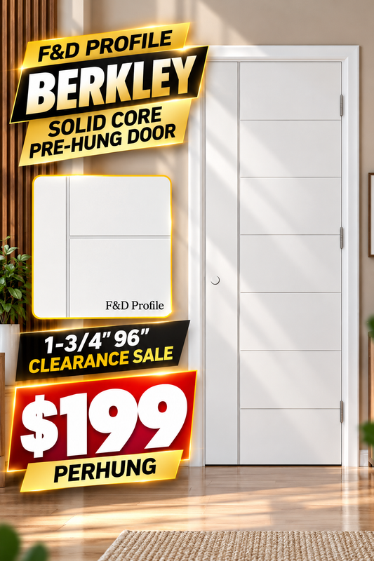 F&D Profile Berkley Solid Core Pre-Hung Door 1-3/4" 96" Clearance Sale – $199/Prehung