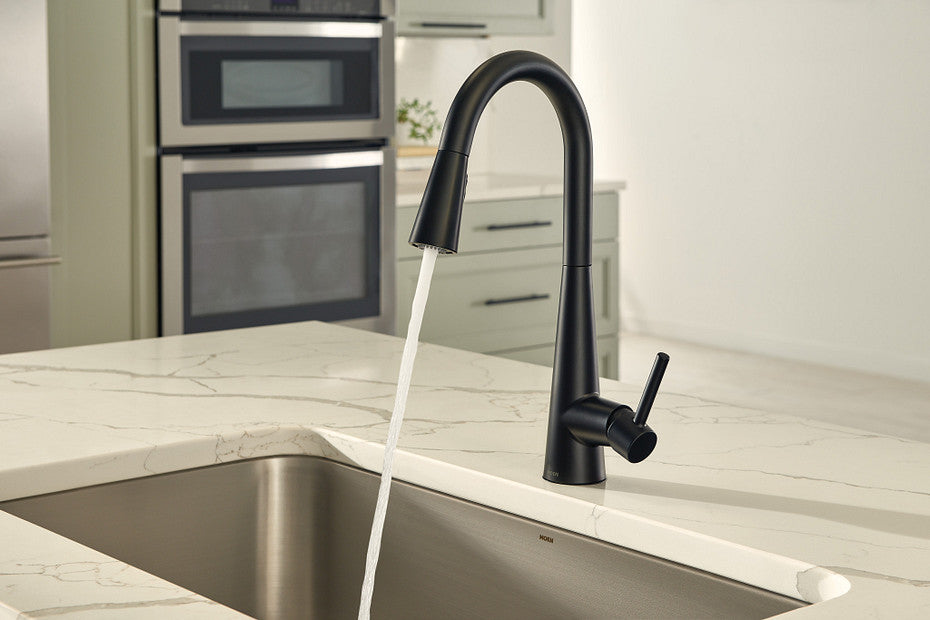 Moen MN-7864 1 Lever Handle 1 Or 3 Hole SLEEK High Arc Swivel Spout Pull-Down Kitchen Faucet 4-Spray ADA