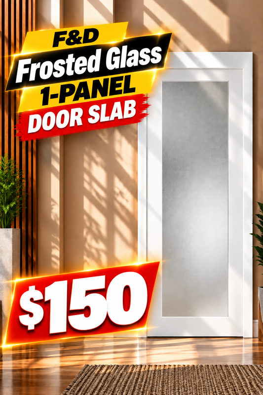 F&D Frosted Glass 1-Panel Door Slab