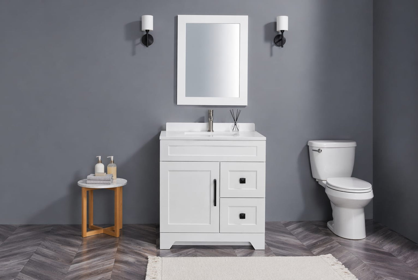 24" HDF Vanity With Quartz Top
