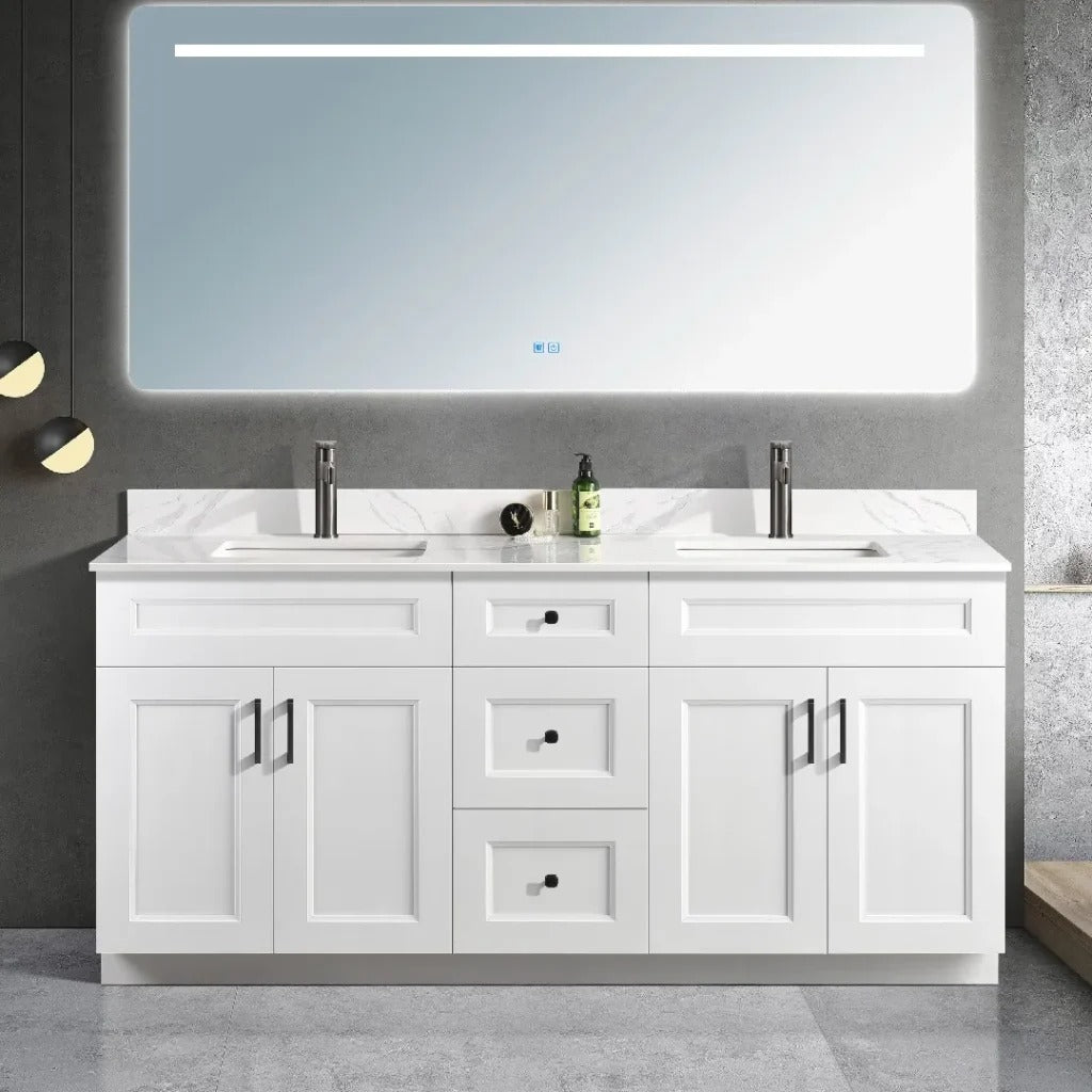 72" HDF Vanity With Quartz Top