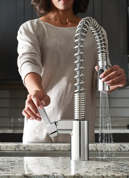 Moen MN-87355 1 Lever Handle 1 Or 3 Hole IRVINE High Arc Spring Pull-Down Kitchen Faucet Chrome 2-Spray With Soap Dispenser ADA