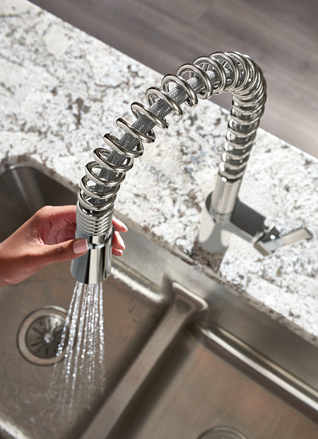 Moen MN-87355 1 Lever Handle 1 Or 3 Hole IRVINE High Arc Spring Pull-Down Kitchen Faucet Chrome 2-Spray With Soap Dispenser ADA