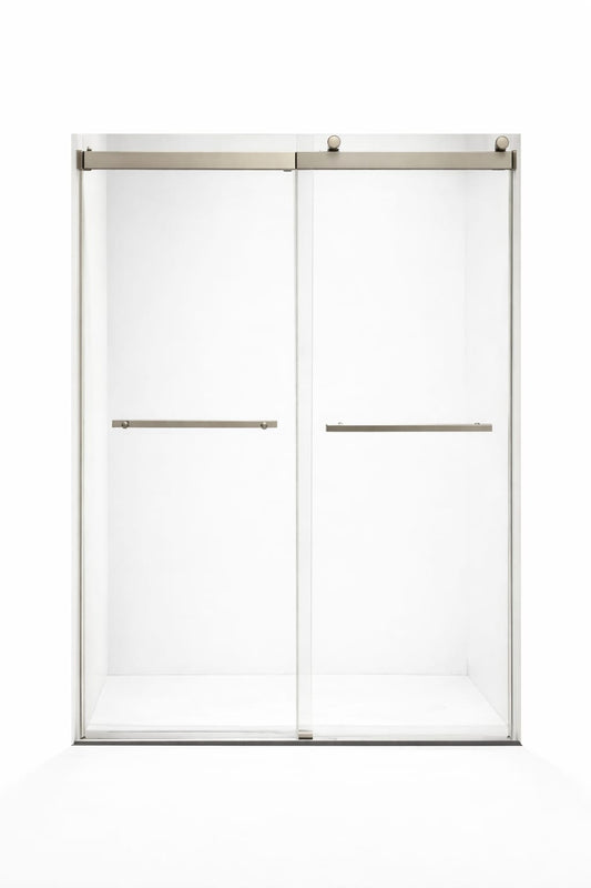 F&D Double Sliding Shower Glass Door - Brushed Nickle