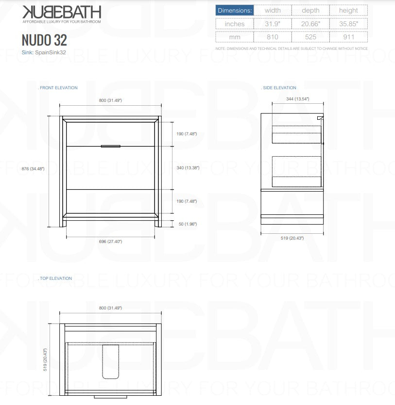 32″ Inch Nudo Kubebath Modern Bathroom Vanity In Teal Green Finish