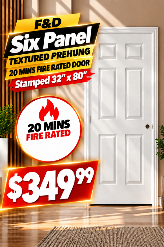 Six Panel Textured PreHung 20 Mins Fire Rated Door Stamped