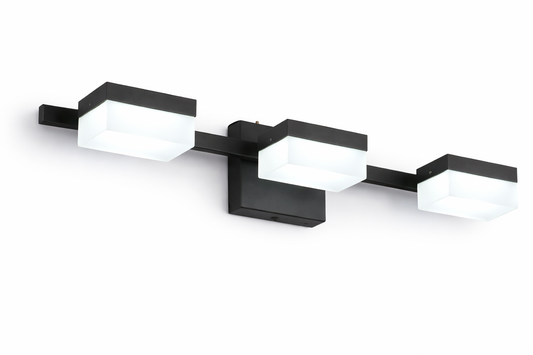 Sleek Black Three Light Vanity Fixture