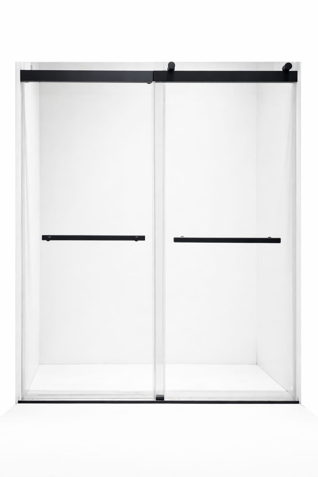 F&D Double Sliding Shower Glass Door - Matte Black