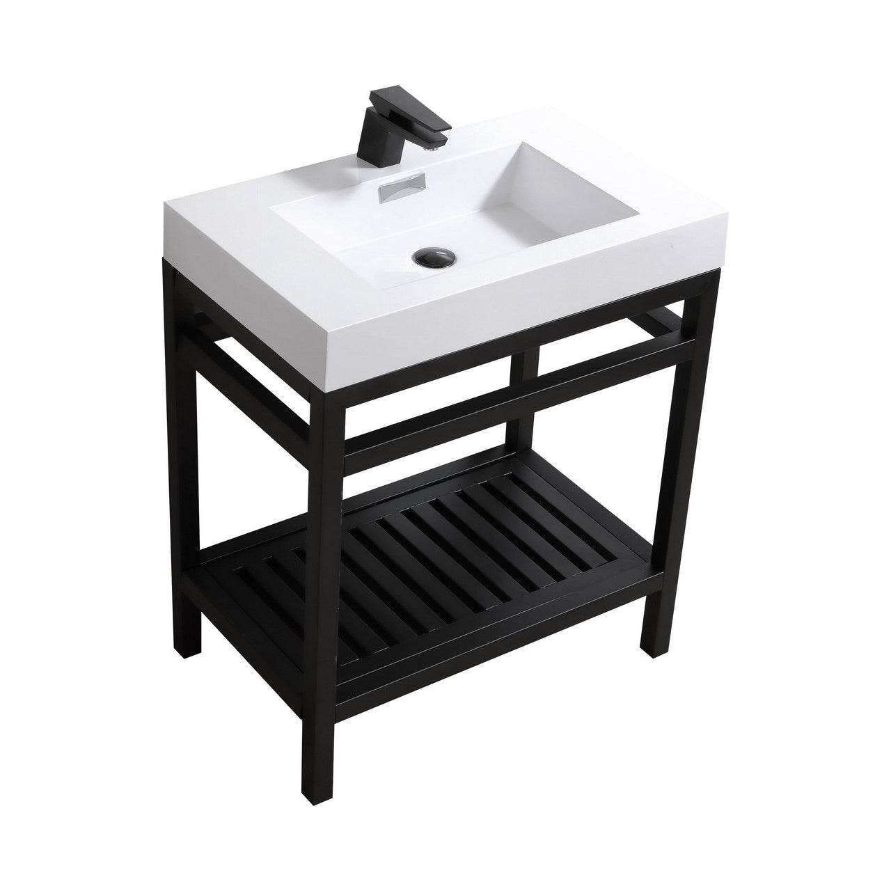 Cisco 30″ Inch Stainless Steel Console W/ White Acrylic Sink – Matte Black