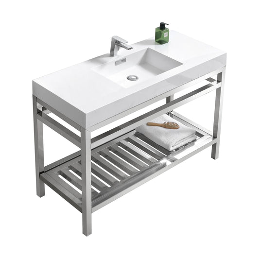 Cisco 48″ Inch Stainless Steel Console W/ White Acrylic Sink – Chrome