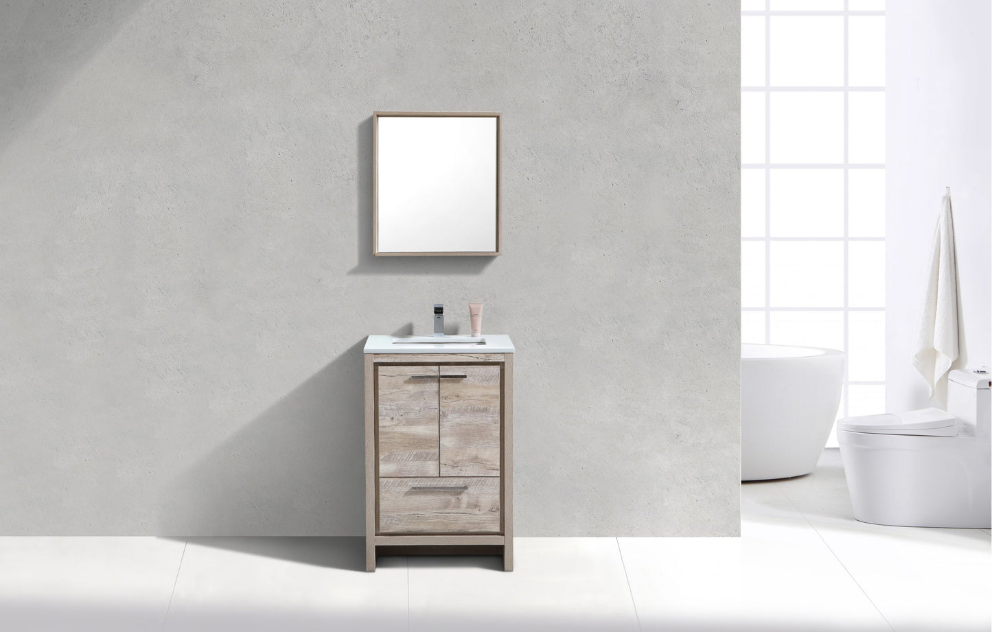 Kubebath Dolce 24″ Inch Nature Wood Modern Bathroom Vanity With Quartz Countertop
