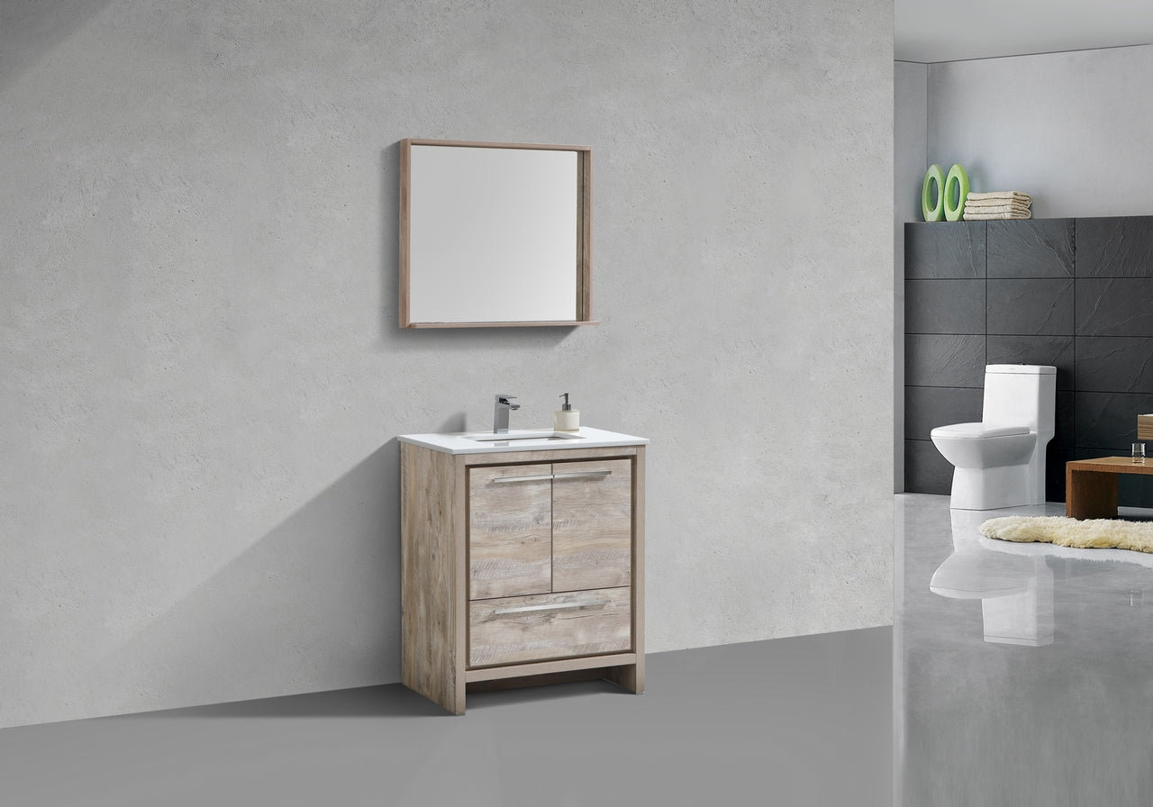 Kubebath Dolce 30″ Inch Nature Wood Modern Bathroom Vanity With Quartz Countertop