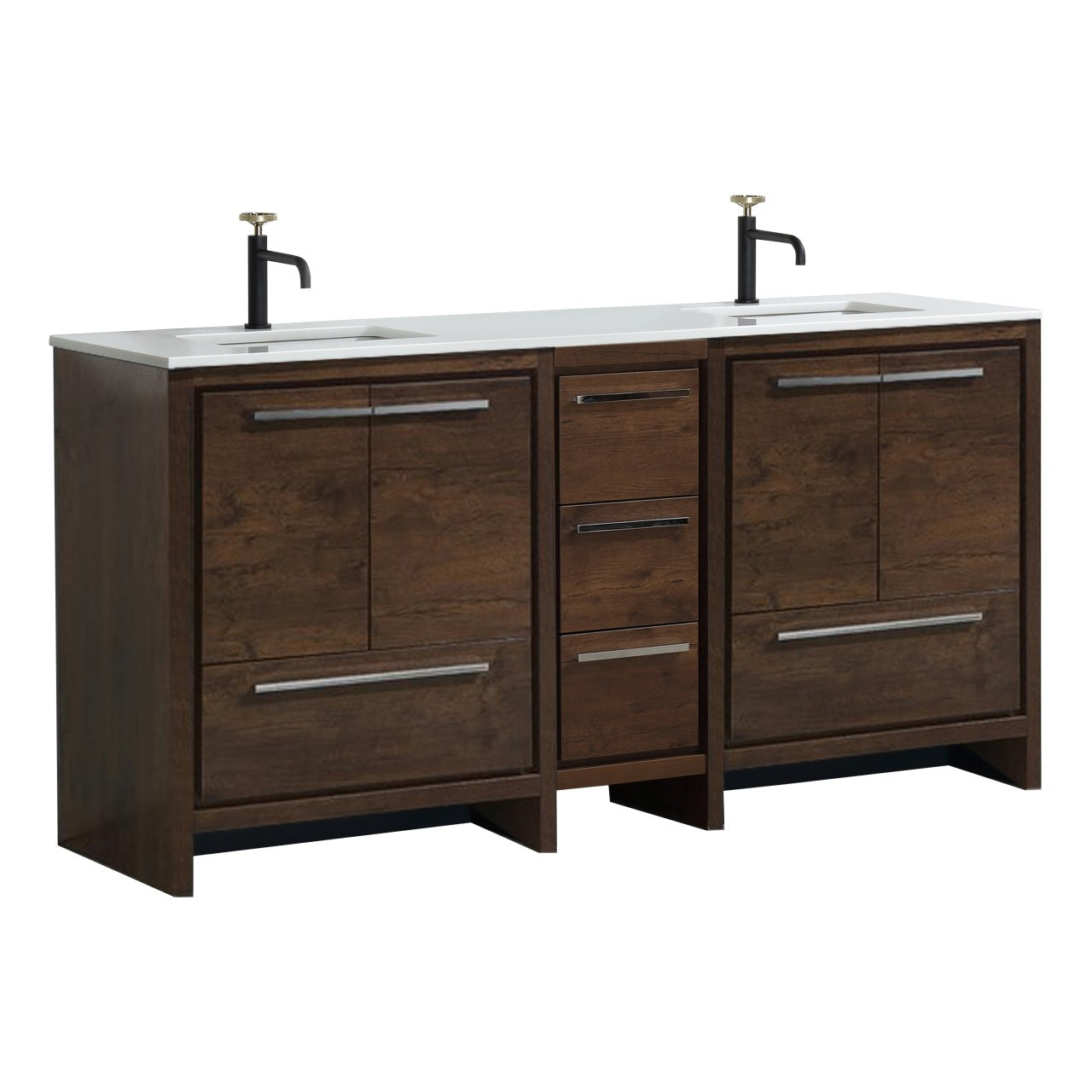 Kubebath Dolce 72″ Inch Rose Wood Modern Bathroom Vanity With Quartz Countertop