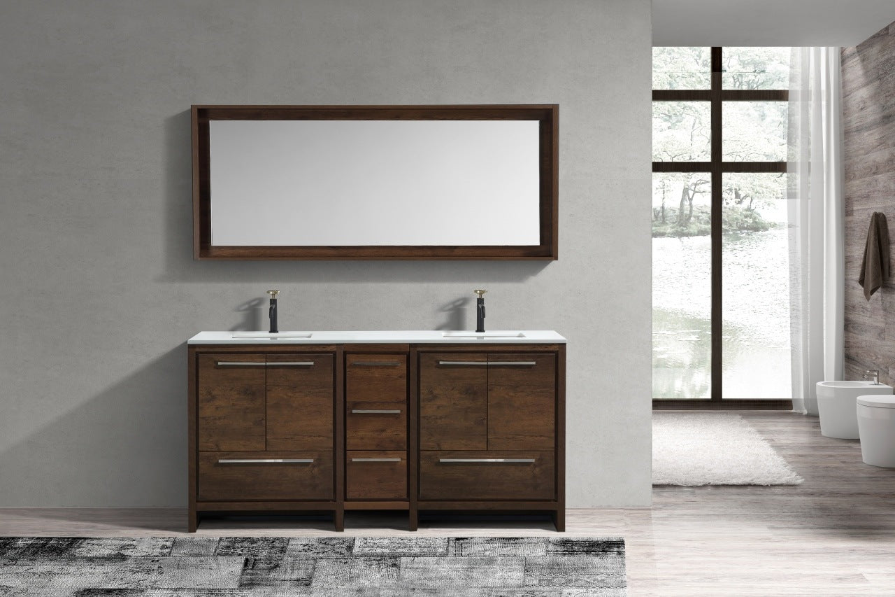 Kubebath Dolce 72″ Inch Rose Wood Modern Bathroom Vanity With Quartz Countertop