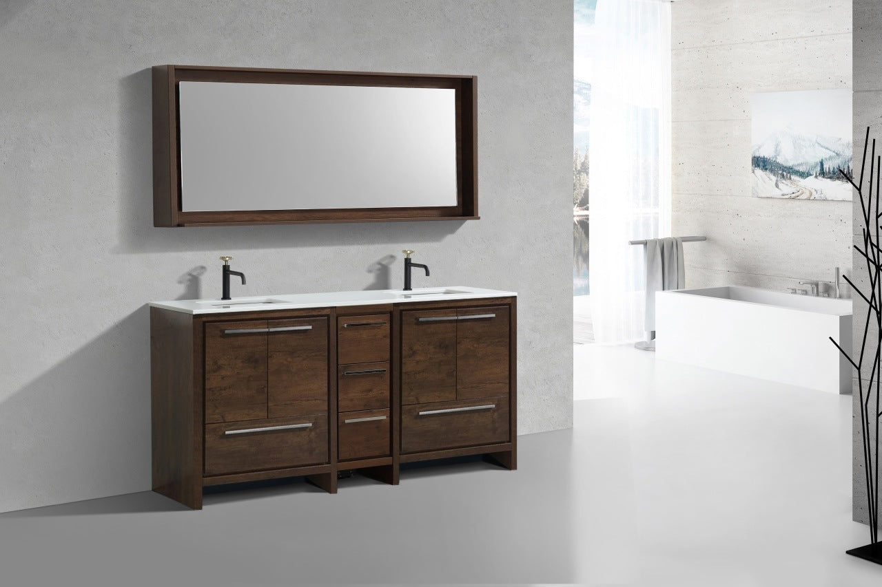 Kubebath Dolce 72″ Inch Rose Wood Modern Bathroom Vanity With Quartz Countertop