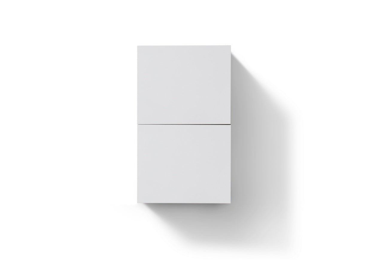 Small Bathroom High Gloss White Linen Side Cabinet w/ 2 Storage Areas