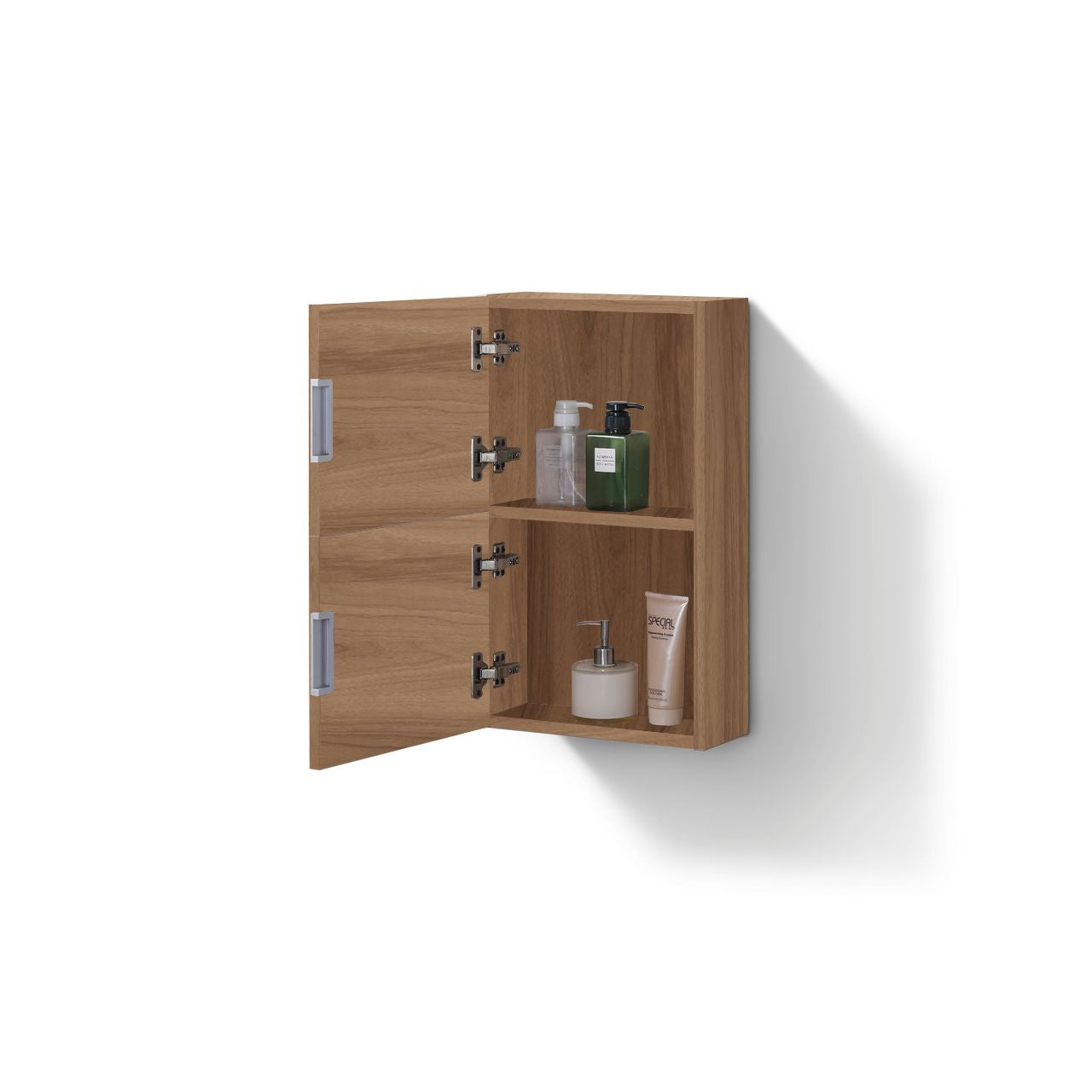 Small Bathroom Honey Oak Linen Side Cabinet w/ 2 Storage Areas