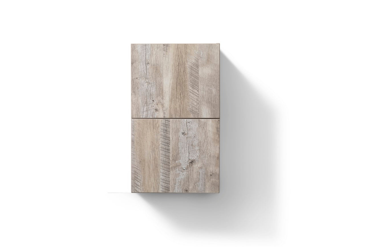 Small Bathroom Nature Wood Linen Side Cabinet w/ 2 Storage Areas