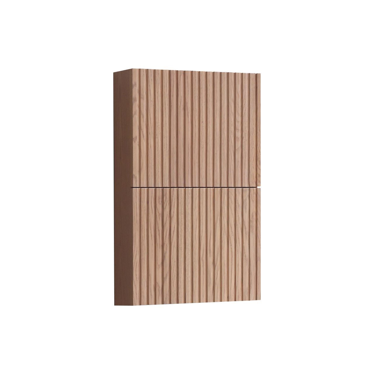 Small Bathroom Oak Wood Linen Side Cabinet w/ 2 Storage Areas