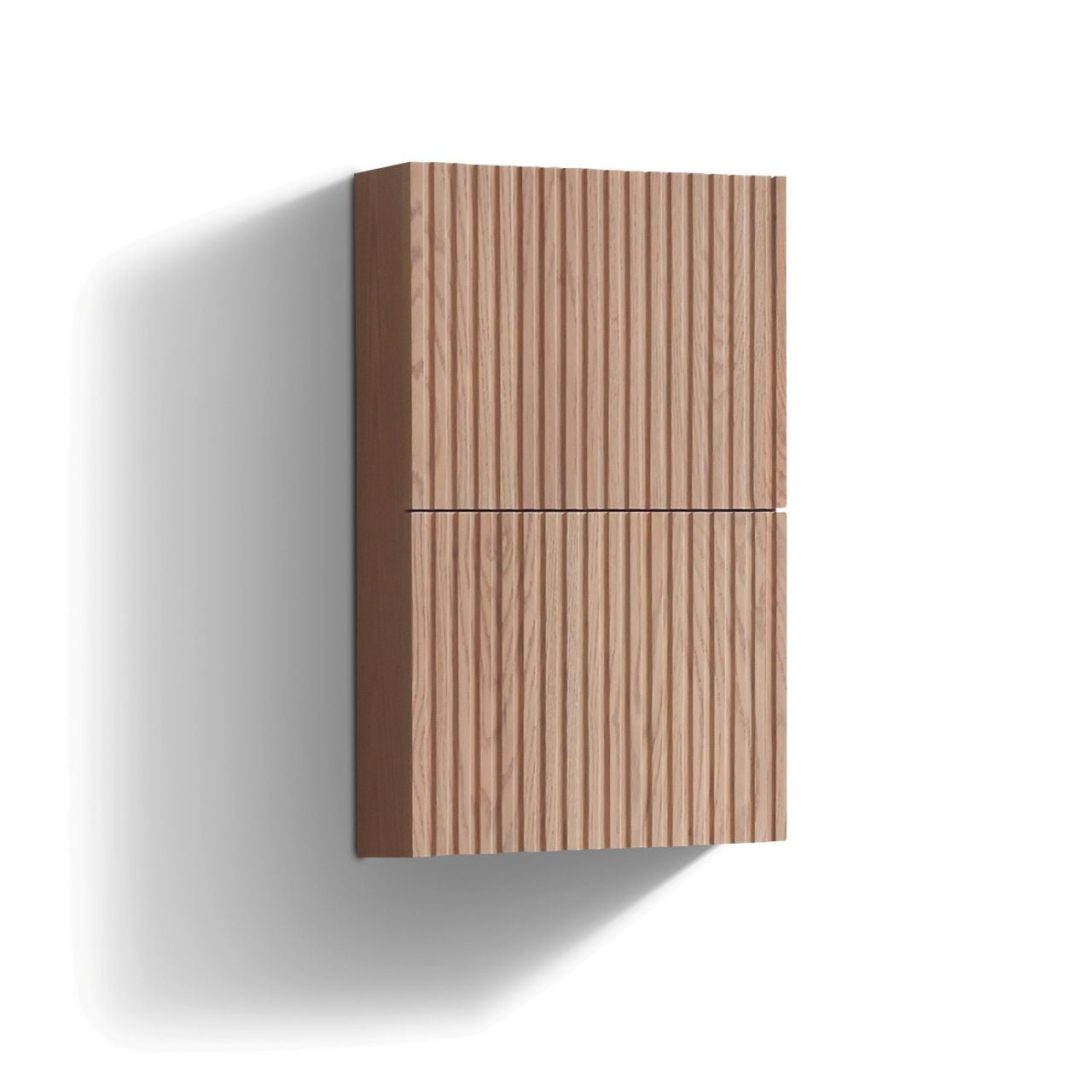 Small Bathroom Oak Wood Linen Side Cabinet w/ 2 Storage Areas