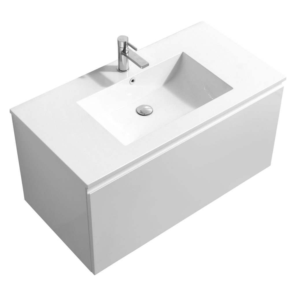 40″ Inch Balli Modern Bathroom Vanity In High Gloss White Finish