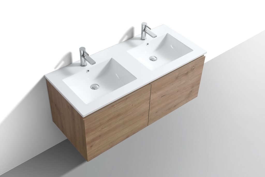 48″ Inch Double Sink Balli Modern Bathroom Vanity In White Oak Finish