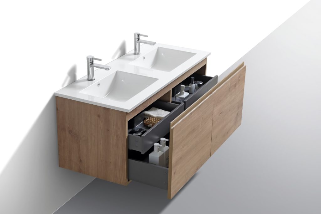 48″ Inch Double Sink Balli Modern Bathroom Vanity In White Oak Finish