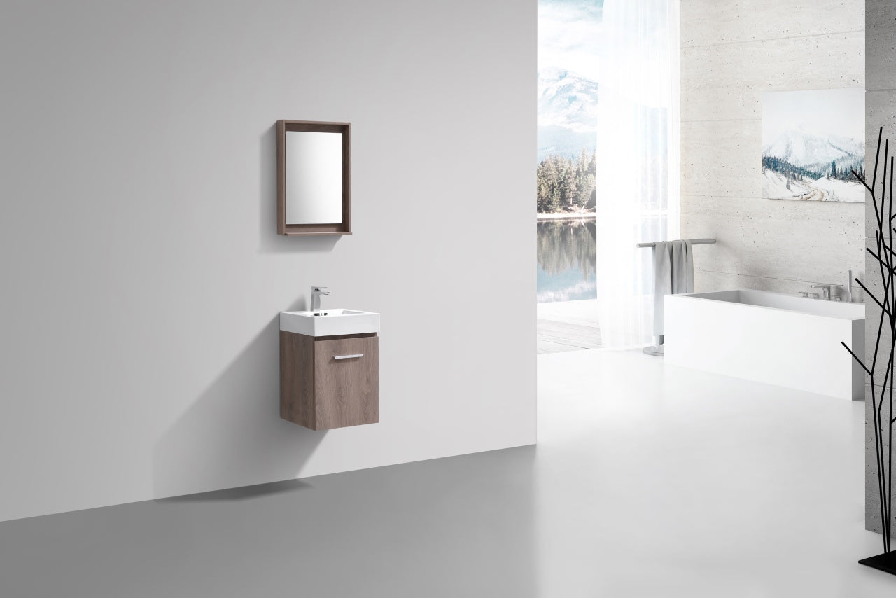 Bliss 16″ Inch Butternut Wall Mount Modern Bathroom Vanity
